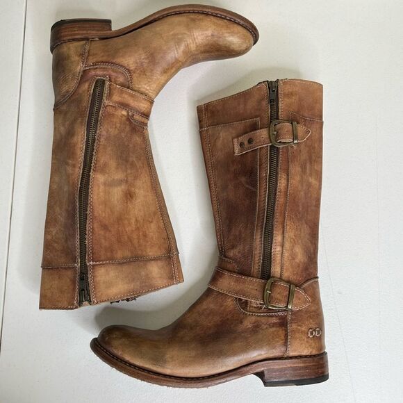 Bed Stu Cobbler Series Brown Distressed Leather Gogo Moto Riding Boots Women 9 - Picture 9 of 16